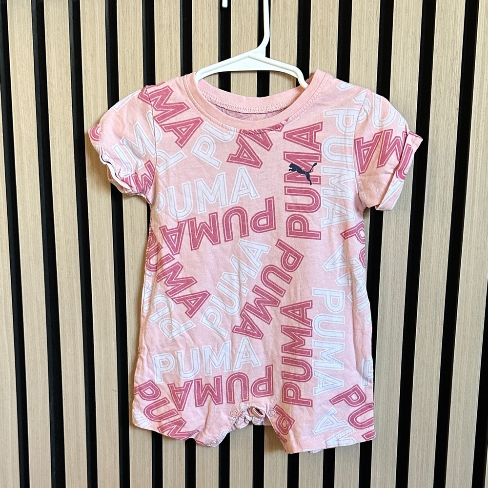 Puma Girls / Infant Pink Logo Patterned Romper Set of 2! 💕